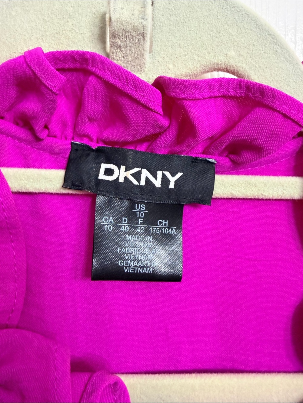 DKNY Bright Fuchsia Ruffle-Tie Tiered Mini Dress - Picture 4 of 5